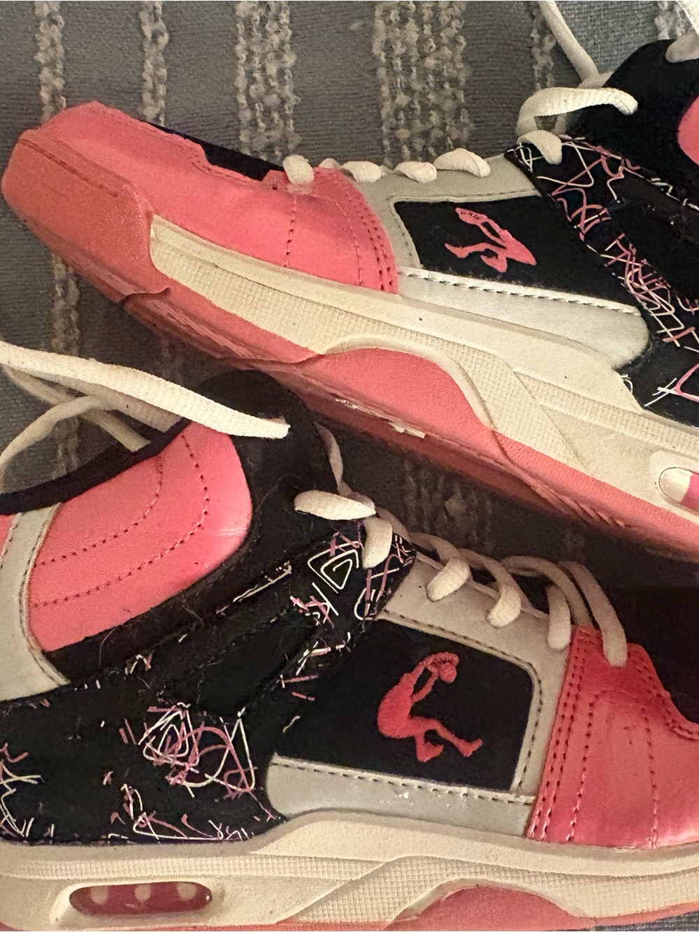 Girls Athletic Sneakers in Pink, Black, and White
